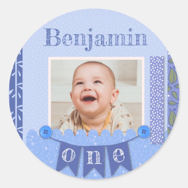 Adesivo Baby Boy primeiro aniversario Blue Scrapbook (Frente)