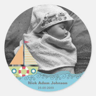 Adesivo Baby Boys Birth Name & Photo Label Sticker