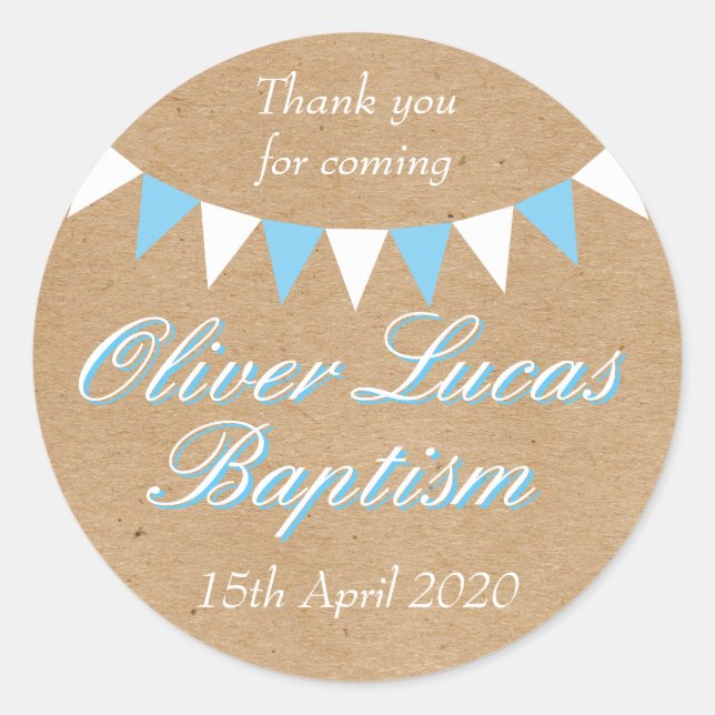 Adesivo Baby Bunting Blue Baptism Christening Favor (Frente)
