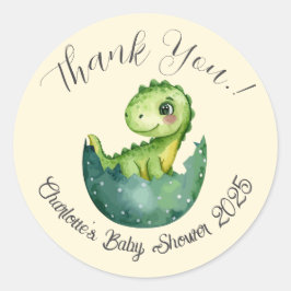 Adesivo Baby Dino Chá de fraldas Classic Round Sticker