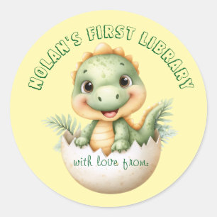 Adesivo Baby Dinosaur "First Library" Sticker para chá