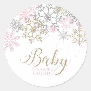 Adesivo Baby É Frio Fora do Chá de fraldas Floco de Neve