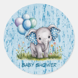 Adesivo Baby Elephant and Wildflower Boy Baby Shower