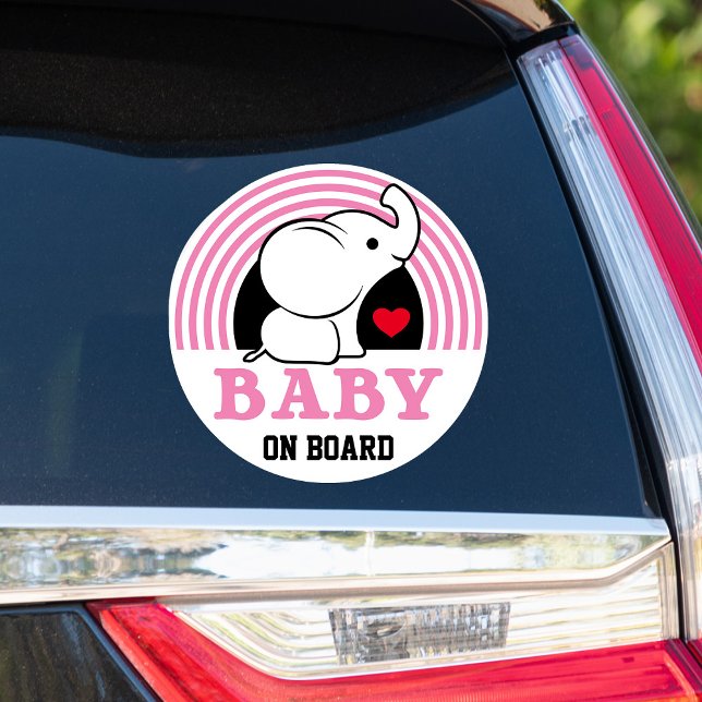 Adesivo Baby Elephant Baby On Conselho Car Sticker - Rosa (Criador carregado)
