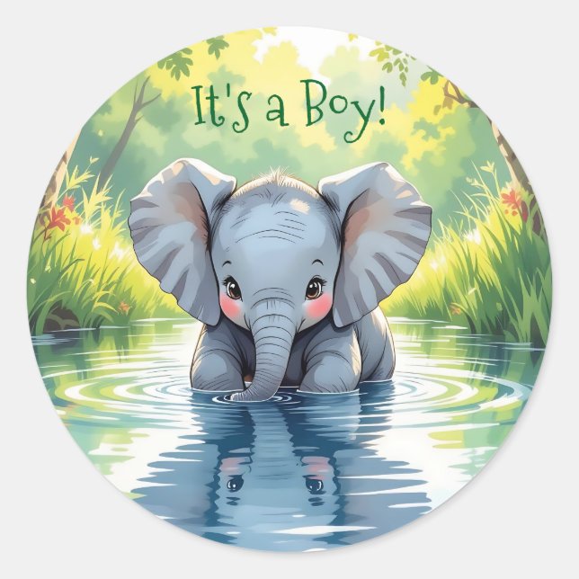 Adesivo Baby Elephant Themed Baby Shower (Frente)