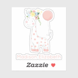 Adesivo Baby Giraffe Com Nome Personalizado De Enfermeira 