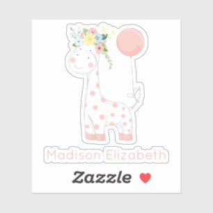 Adesivo Baby Giraffe Com Nome Personalizado De Enfermeira 