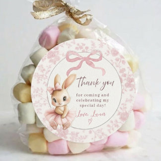 Adesivo Baby Girl Bunny Birthday Thank You Sticker