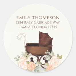 Adesivo Baby Girl Cute Vintage Carruagem Endereço de devol