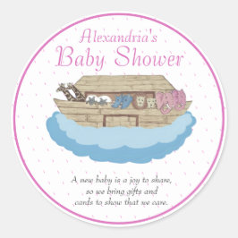 Adesivo Baby Girl Pink Noah's Ark Chá de fraldas Invitatio