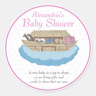 Adesivo Baby Girl Pink Noah's Ark Chá de fraldas Invitatio