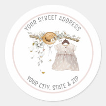Baby Girl Return Address Sticker