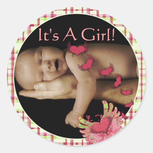 Adesivo Baby Girl Stickers com sua foto de bebê (Frente)