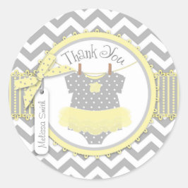 Adesivo Baby Girl Tutu Chevron Impressão Obrigado Rótulo
