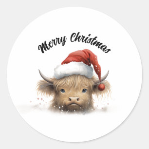 Adesivo Baby Highland Cow Santa Hat