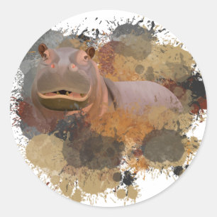 Adesivo Baby Hippo Abstrato Paint Splatter Willife