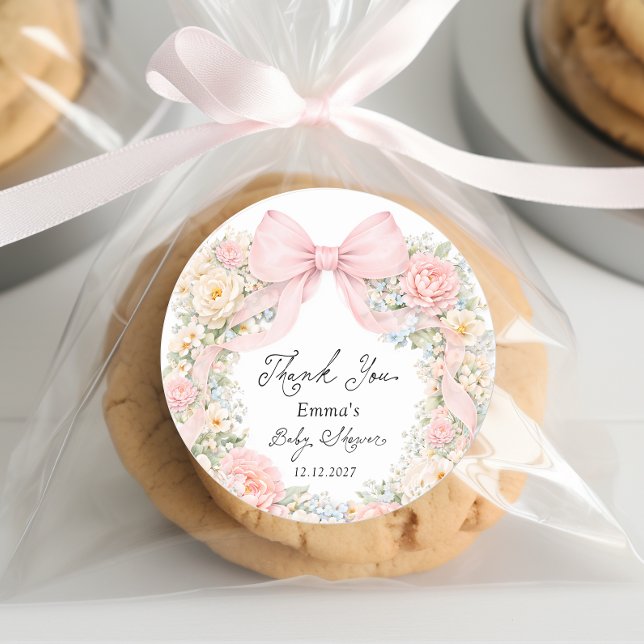 Adesivo Baby in Bloom Blush Pink Bow Thank You (Criador carregado)