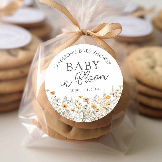 Adesivo Baby In Bloom Boho Wildflower Baby Shower (Criador carregado)