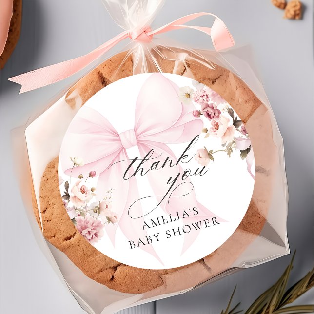 Adesivo Baby In Bloom Pink Bow Baby Shower Sticker (Criador carregado)