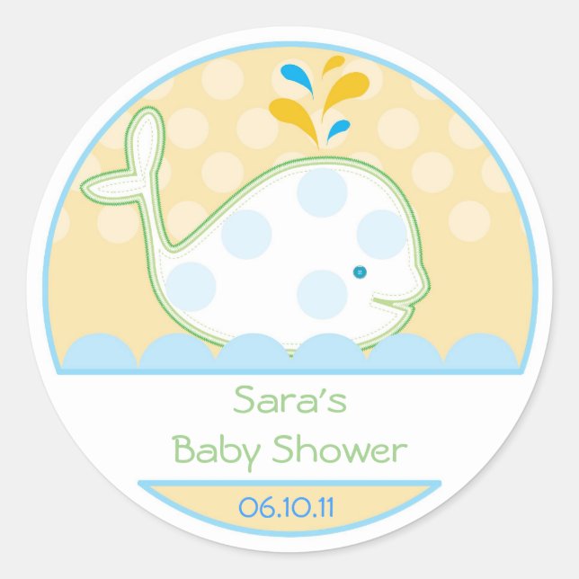 Adesivo Baby Invitation ou Favor Sticker - Baleia Bebê (Frente)