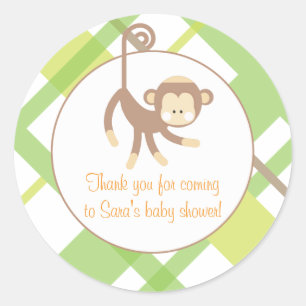 Adesivo Baby Invitation ou Favor Sticker - Macaco