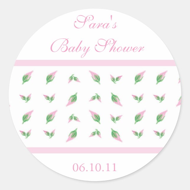 Adesivo Baby Invitation ou Favor Sticker - Rosebud (Frente)