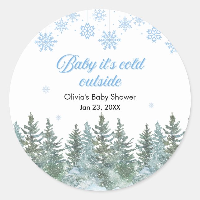 Adesivo Baby It's Cold Outside Winter Baby Shower (Frente)