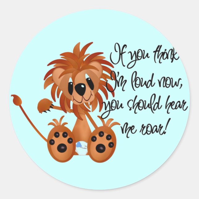 Adesivo Baby Lion Me Ouça Camisetas e presentes (Frente)