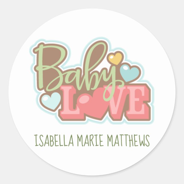 Adesivo Baby Love Stickers, 3 polegadas (folha de 6) (Frente)