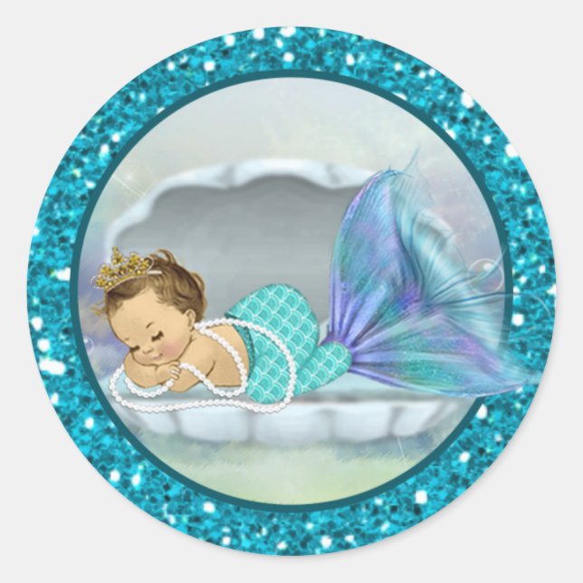 Adesivo Baby Mermaid Envelope Seals Sm Round Stickers 130 (Frente)