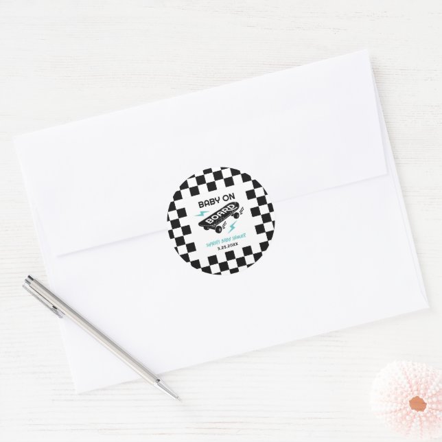 Adesivo Baby on Board Skateboard Baby Shower (Envelope)