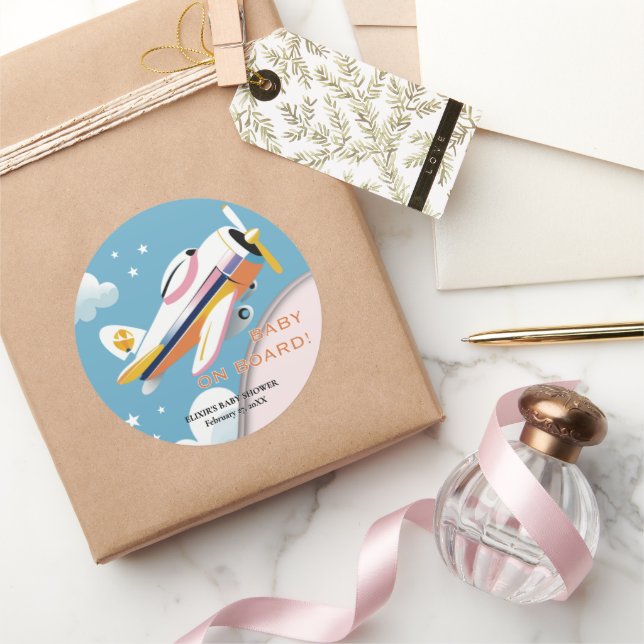 Adesivo Baby on Conselho Modern Aviation Airplane Chá de f (Presentear)