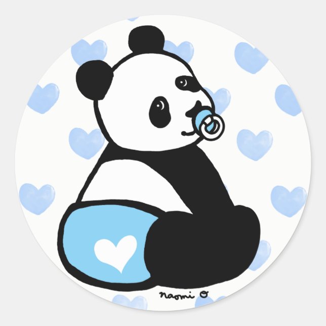 Adesivo Baby Panda Cartoon Blue Fralda Sticker (Frente)