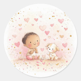 Adesivo Baby & Puppy Valentine’s Stickers | Watercolor