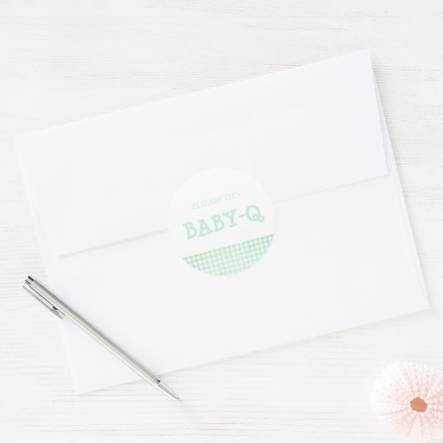 Adesivo Baby-Q Mint Green Gingham Baby Shower (Envelope)