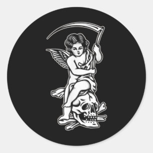 Adesivo Baby Reappeler Skull Scythe Blackwork Tattoo Flash