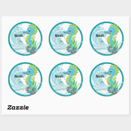 Adesivo Baby Seacavalo | Blue Personated Round Sticker