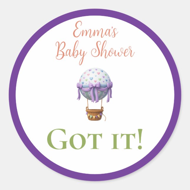 Adesivo Baby Shower Bingo Stickers – Personalized “Got It! (Frente)