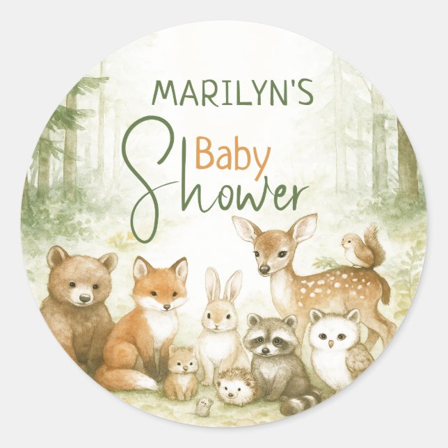 Adesivo Baby Shower Cute Baby Animals (Frente)