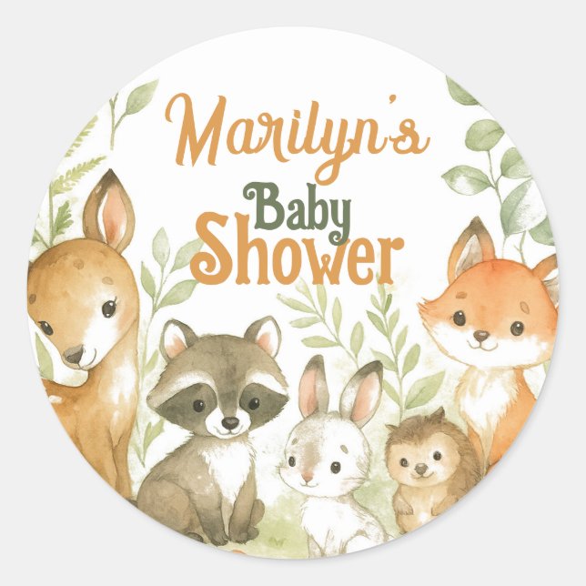 Adesivo Baby Shower Cute Baby Animals (Frente)