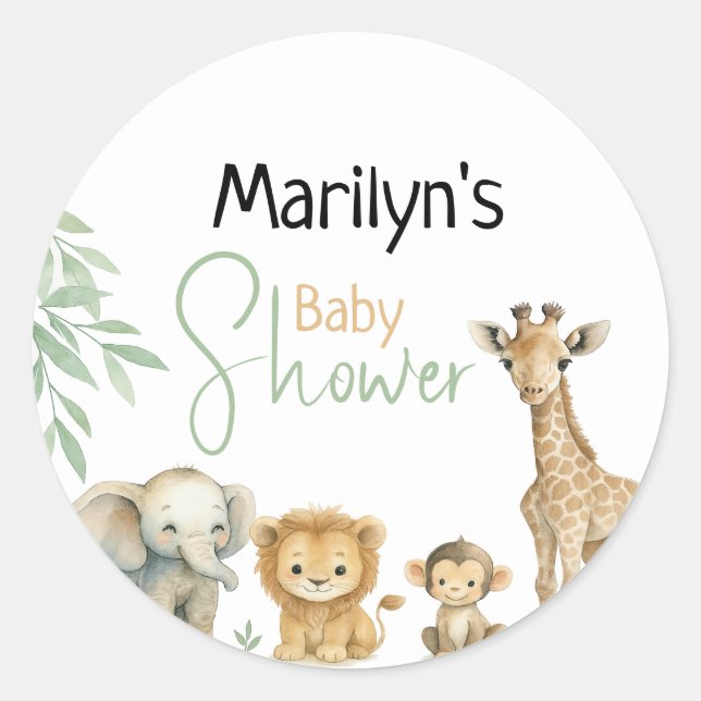Adesivo Baby Shower Cute Baby Animals (Frente)