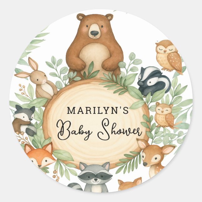 Adesivo Baby Shower Cute Baby Animals (Frente)