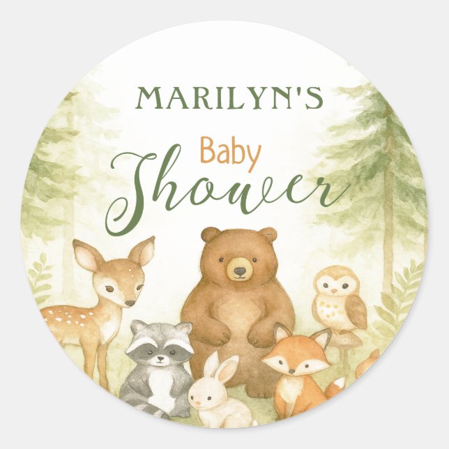 Adesivo Baby Shower Cute Baby Animals (Frente)