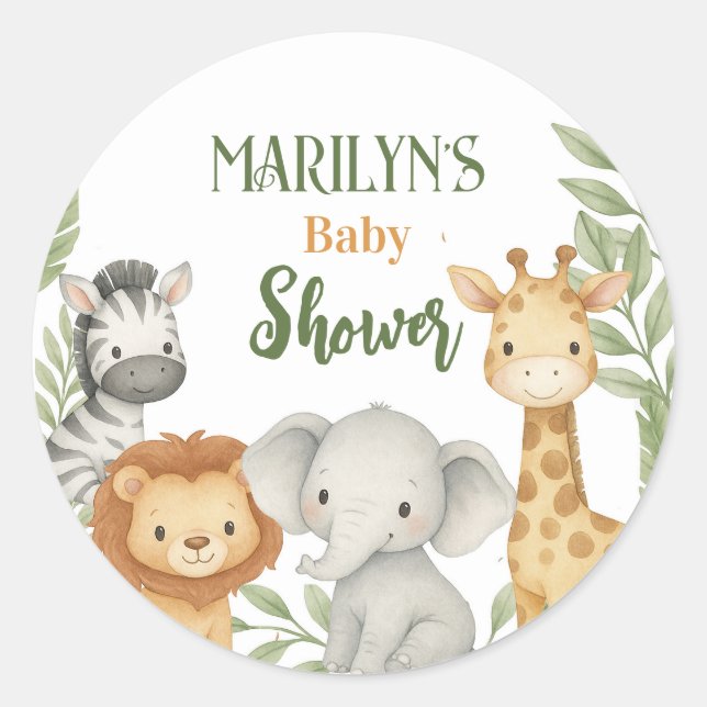 Adesivo Baby Shower Cute Baby Animals (Frente)