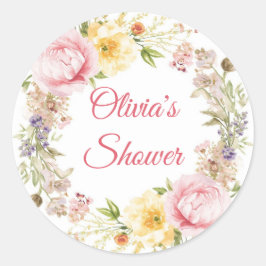 Adesivo Baby Shower Favor Tags – Watercolor Floral Baby