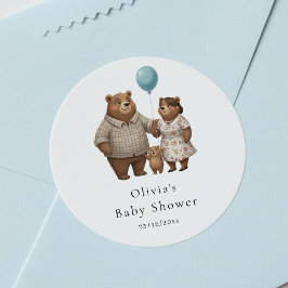 Adesivo Baby Shower for Boy Blue Balloon Teddy Bear 