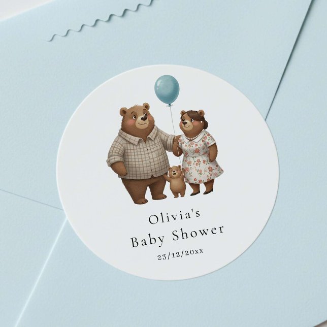 Adesivo Baby Shower for Boy Blue Balloon Teddy Bear  (Criador carregado)