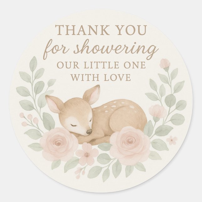Adesivo Baby Shower Thank You Sticker – Deer Theme (Frente)