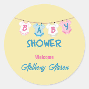Adesivo Baby Shower with Baby Clothes Personalized