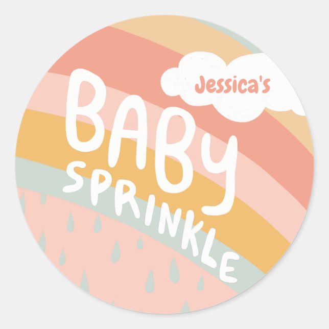 Adesivo BABY SPRINKLE Cute Clouts Rainbow Rain Personaliza (Frente)
